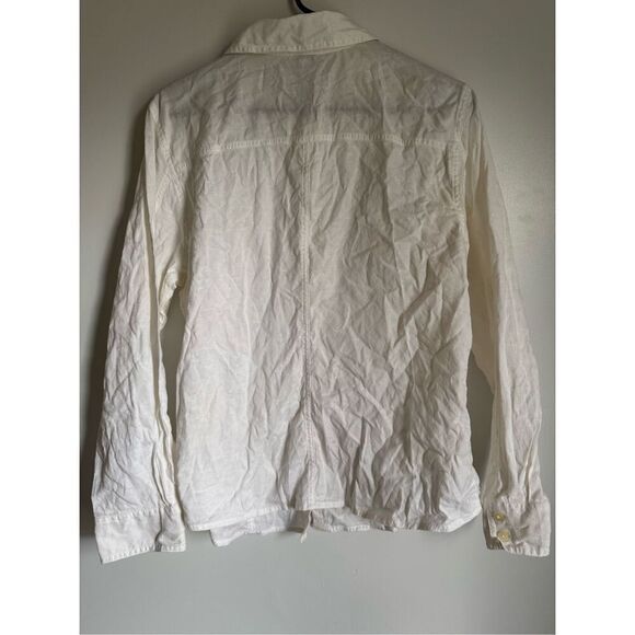 J Jill women’s 100% cotton white button front collared blouse sz L preppy career - Picture 3 of 6